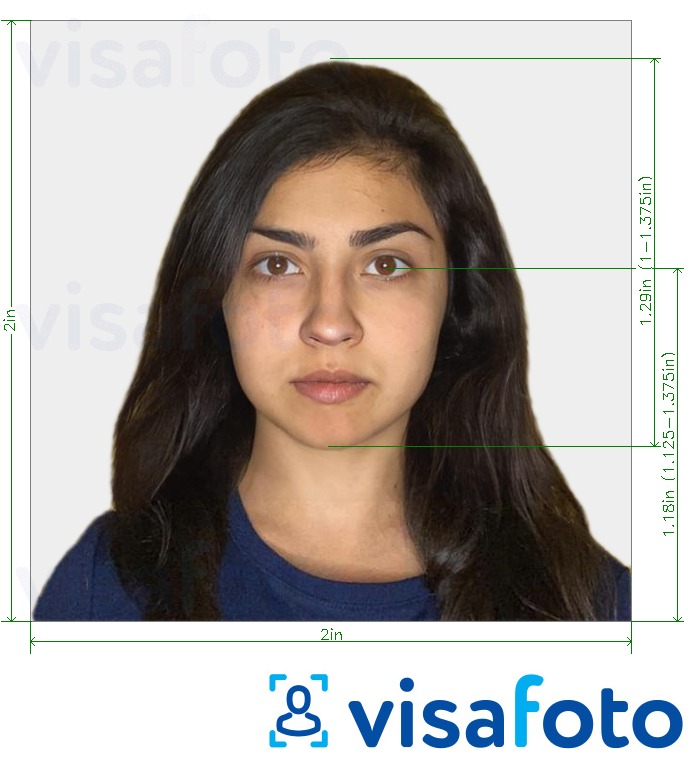Exemplu de fotografie pentru India Visa (2x2 inch, 51x51mm) cu aceeași dimensiune indicată