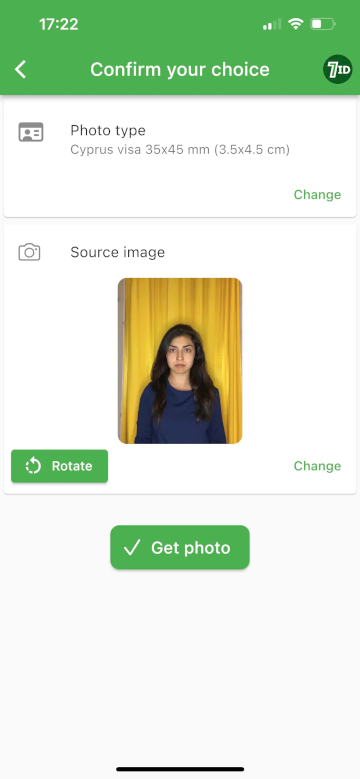 7ID アプリ: キプロスビザの写真要件