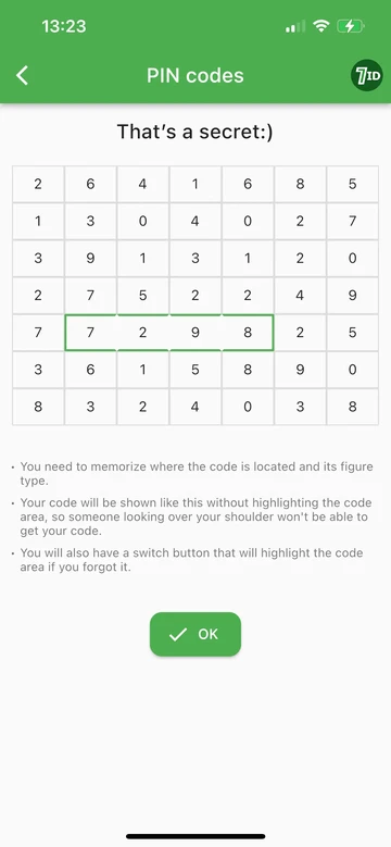 7ID: Saugiai saugokite savo PIN kodus ir kodus