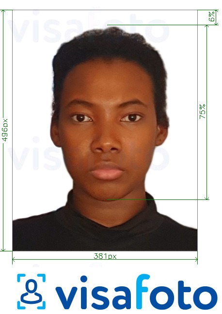 Exemplu de fotografie pentru Angola viză online 381x496 pixeli cu aceeași dimensiune indicată