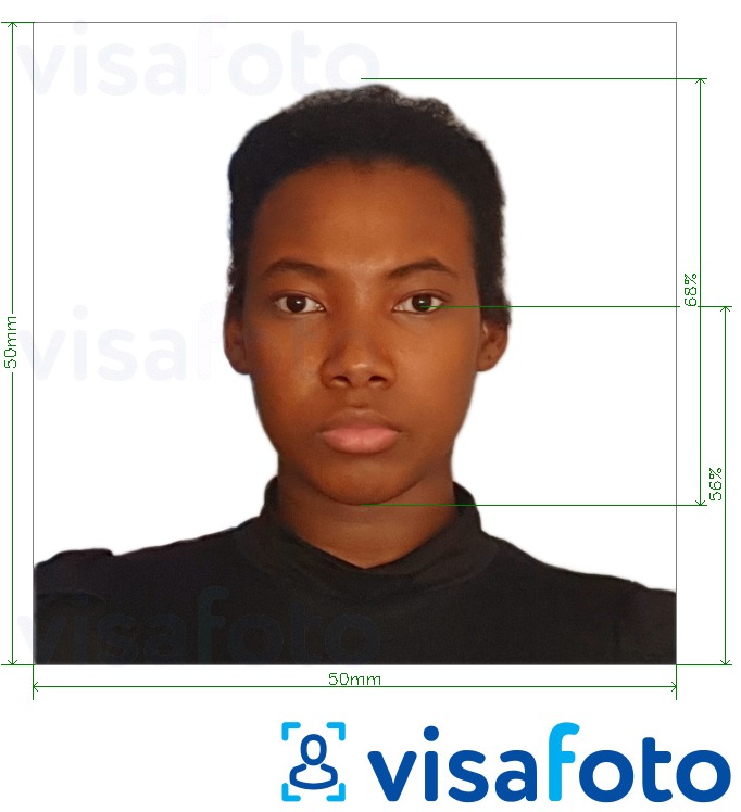 Exemplu de fotografie pentru Barbados Passport 5x5 cm cu aceeași dimensiune indicată