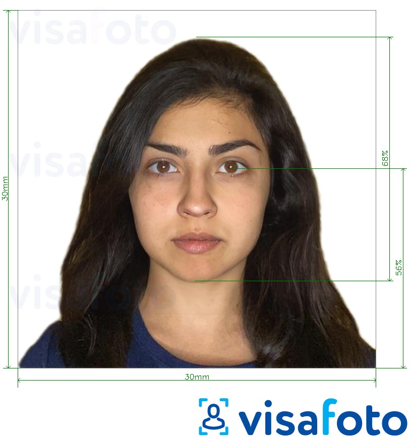 Exemplu de fotografie pentru Visa Bolivia 3x3 cm cu aceeași dimensiune indicată