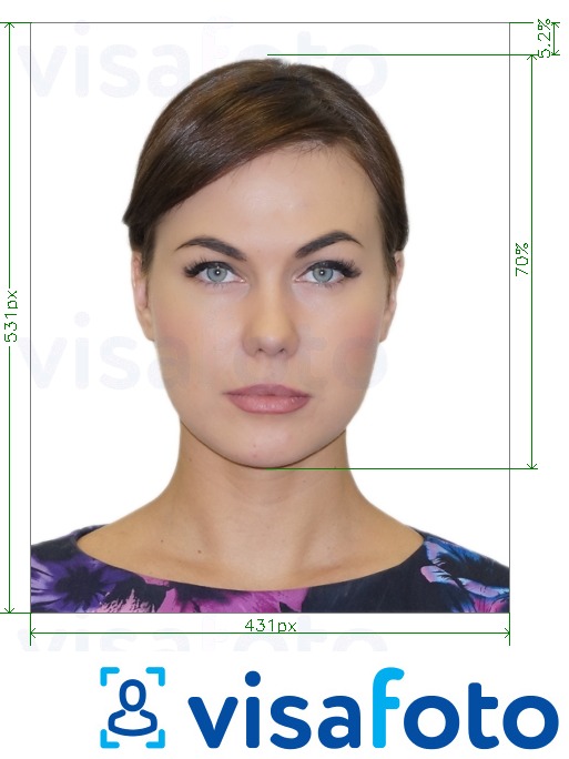Exemplu de fotografie pentru Brazilia Pașaport online 431x531 px cu aceeași dimensiune indicată