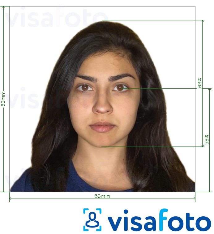 Exemplu de fotografie pentru Chile Visa 5x5 cm cu aceeași dimensiune indicată