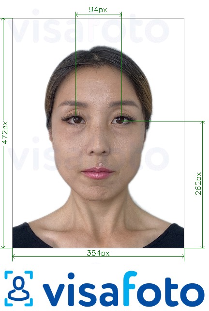 Exemplu de fotografie pentru China pixel 354x472 cu ochii pe linii încrucișate cu aceeași dimensiune indicată