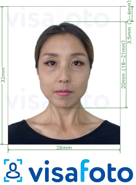 Exemplu de fotografie pentru Carte de identitate rezident China 26x32 mm cu aceeași dimensiune indicată