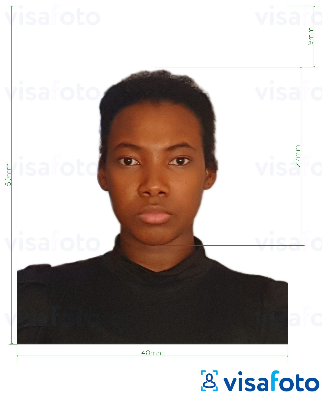 Exemplu de fotografie pentru Carte de identitate Columbia 4x5 cm cu aceeași dimensiune indicată