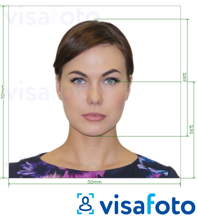 Exemplu de fotografie pentru Cehia Pașaport 5x5cm (50x50mm) cu aceeași dimensiune indicată