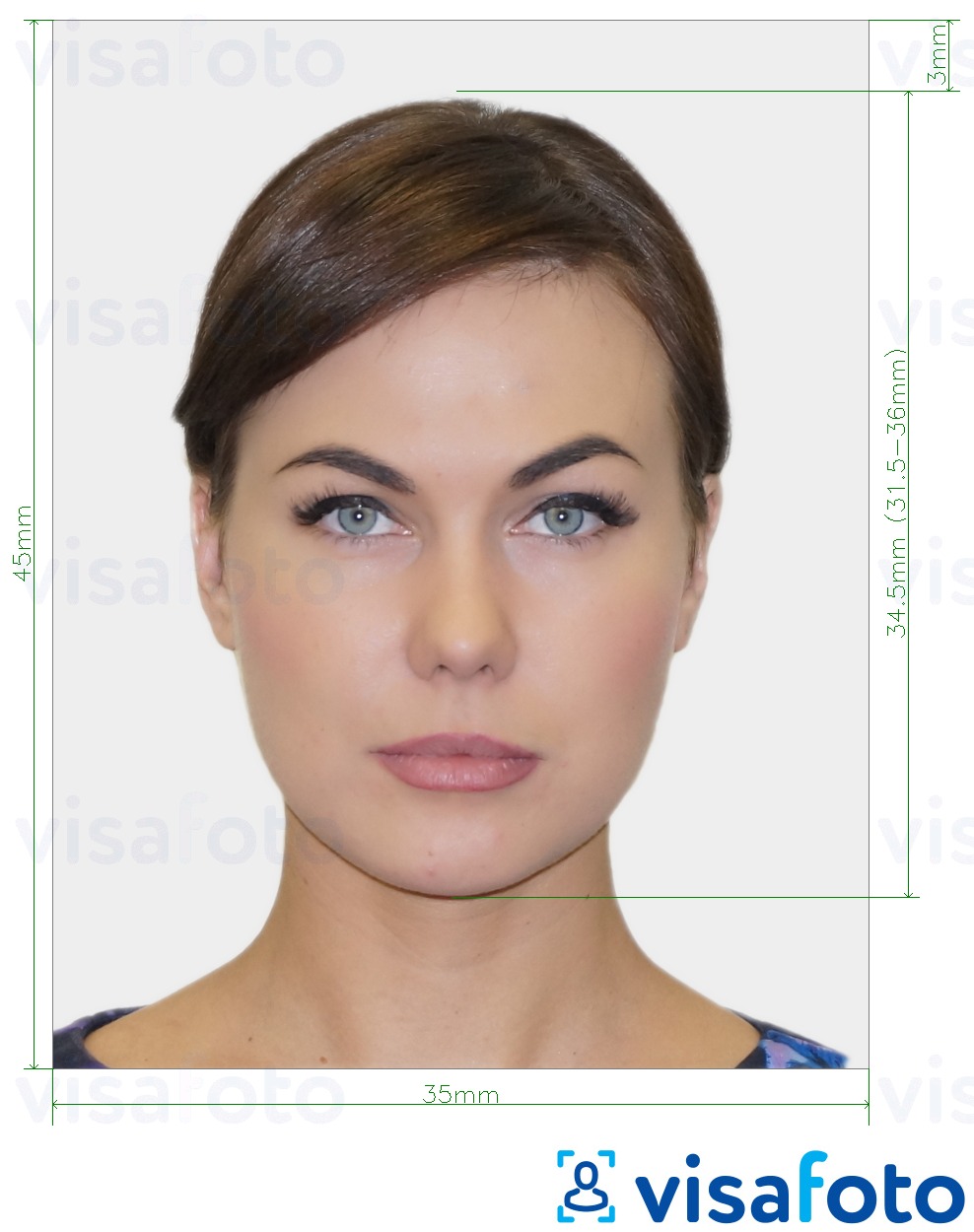 Exemplu de fotografie pentru Cartea de identitate a medicului din Germania 35x45 mm cu aceeași dimensiune indicată