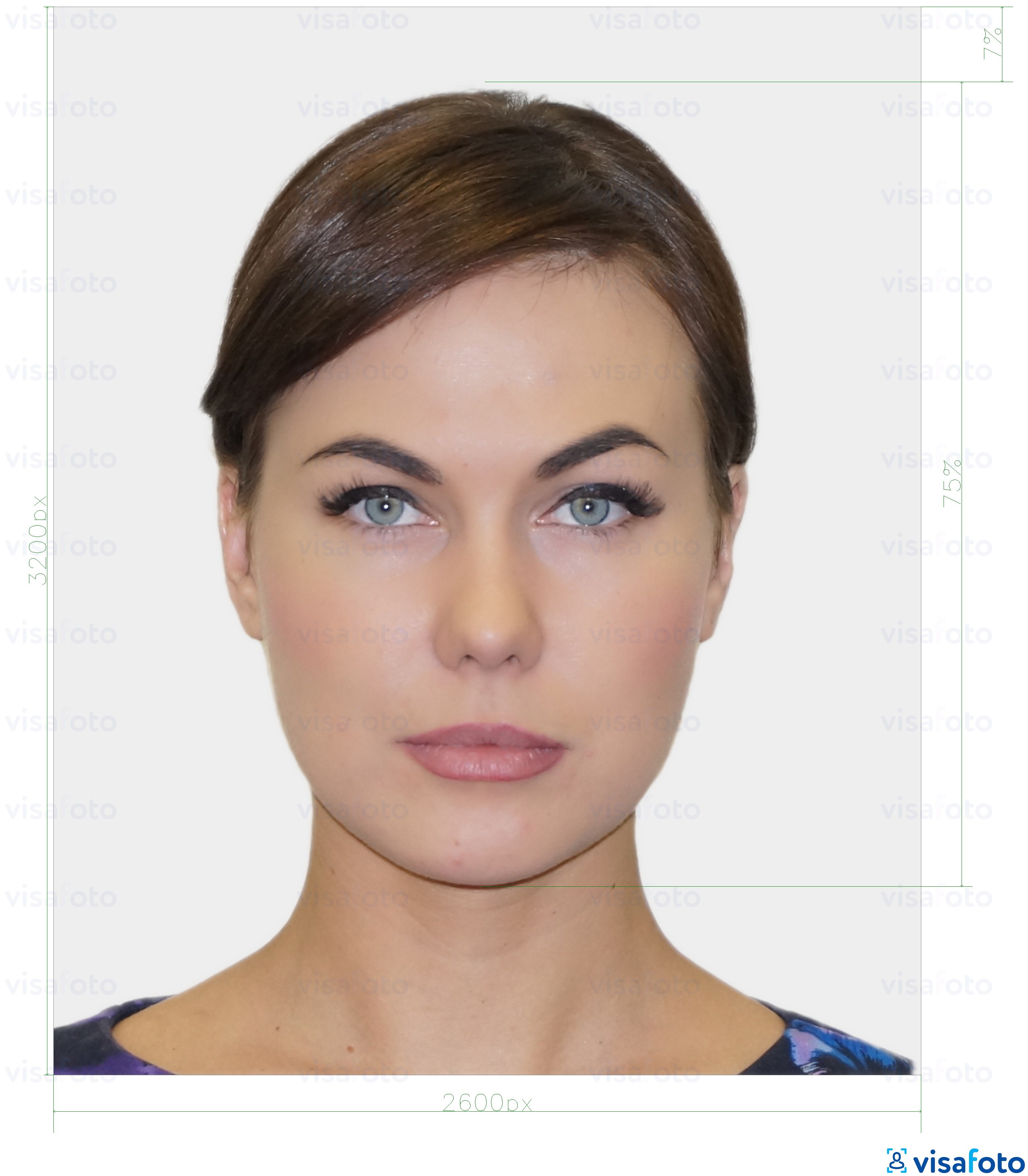 Exemplu de fotografie pentru Cartea de identitate digitală rezidentă din Estonia 1300x1600 pixeli cu aceeași dimensiune indicată