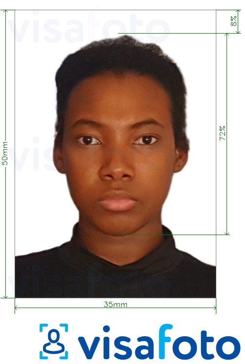 Exemplu de fotografie pentru Visa Guinea Conakry 35x50mm cu aceeași dimensiune indicată