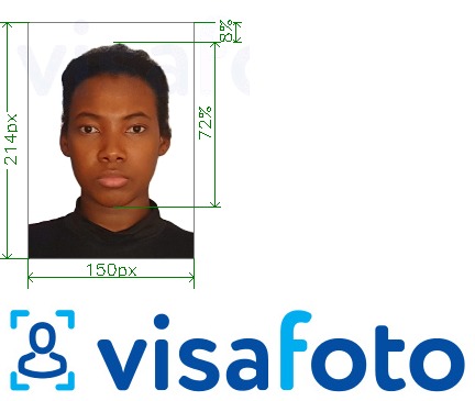 Exemplu de fotografie pentru Guinea Conakry e-visa pentru paf.gov.gn cu aceeași dimensiune indicată