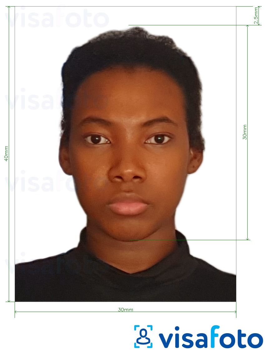 Exemplu de fotografie pentru Guinea-Bissau e-visa cu aceeași dimensiune indicată