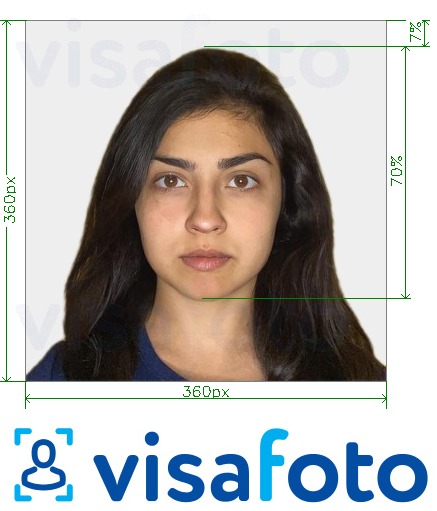 Exemplu de fotografie pentru Pașaport India OCI 360x360 - 900x900 pixeli cu aceeași dimensiune indicată