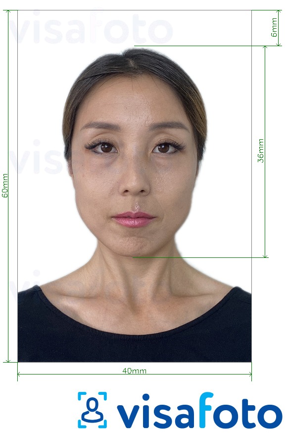 Exemplu de fotografie pentru Cambogia pașaport 4x6 cm cu aceeași dimensiune indicată