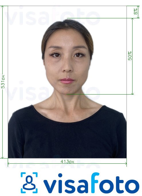 Exemplu de fotografie pentru Pașaport coreean online cu aceeași dimensiune indicată