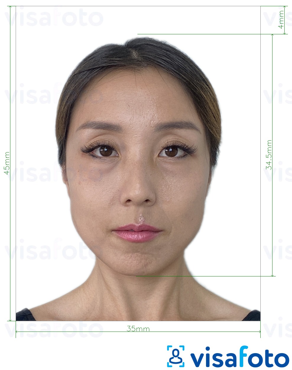 Exemplu de fotografie pentru Cartea de identitate rezidentă din Macao (BIR) 45x35 mm cu aceeași dimensiune indicată