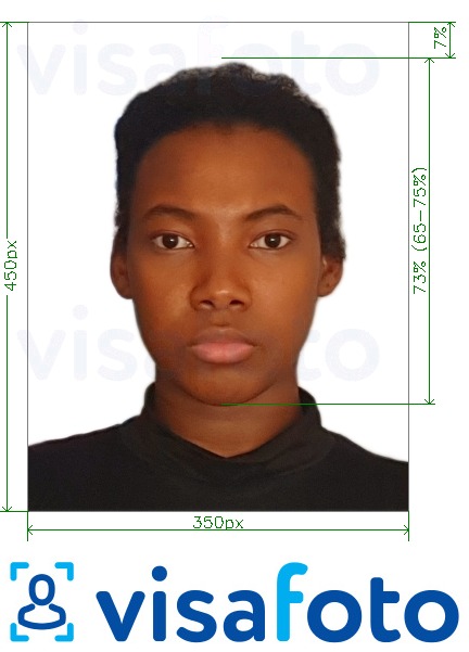 Exemplu de fotografie pentru Visa online Nigeria 200-450 pixeli cu aceeași dimensiune indicată