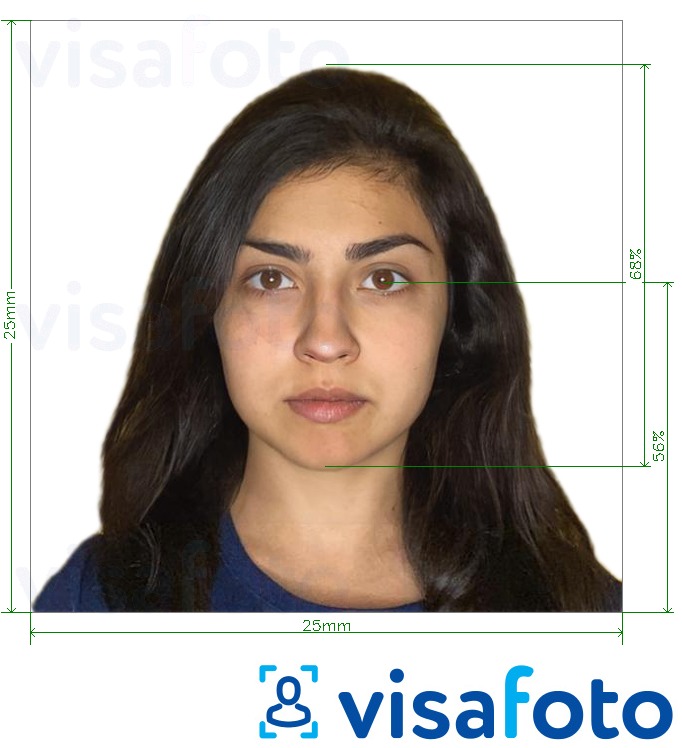 Exemplu de fotografie pentru Certificat de identitate și înregistrare din Filipine (CIR) card 2.5x2.5 cm (25x25mm) cu aceeași dimensiune indicată