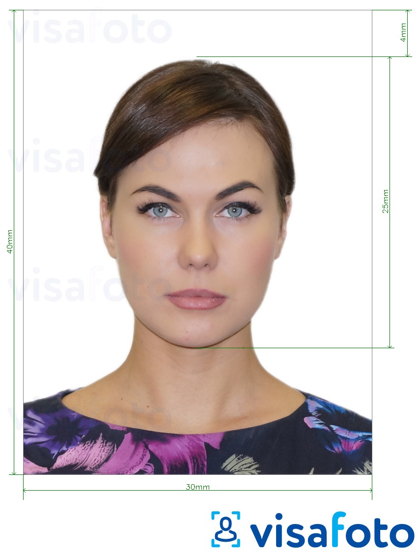 Exemplu de fotografie pentru Rusia Student ID 3x4 cu aceeași dimensiune indicată