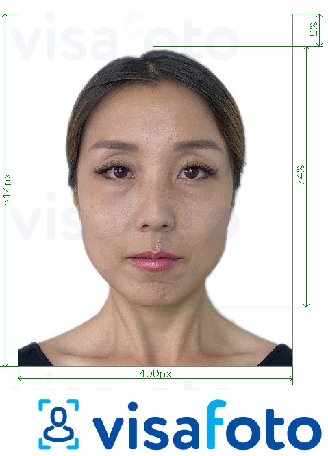 Exemplu de fotografie pentru Singapore pașaport on-line 400x514 px cu aceeași dimensiune indicată