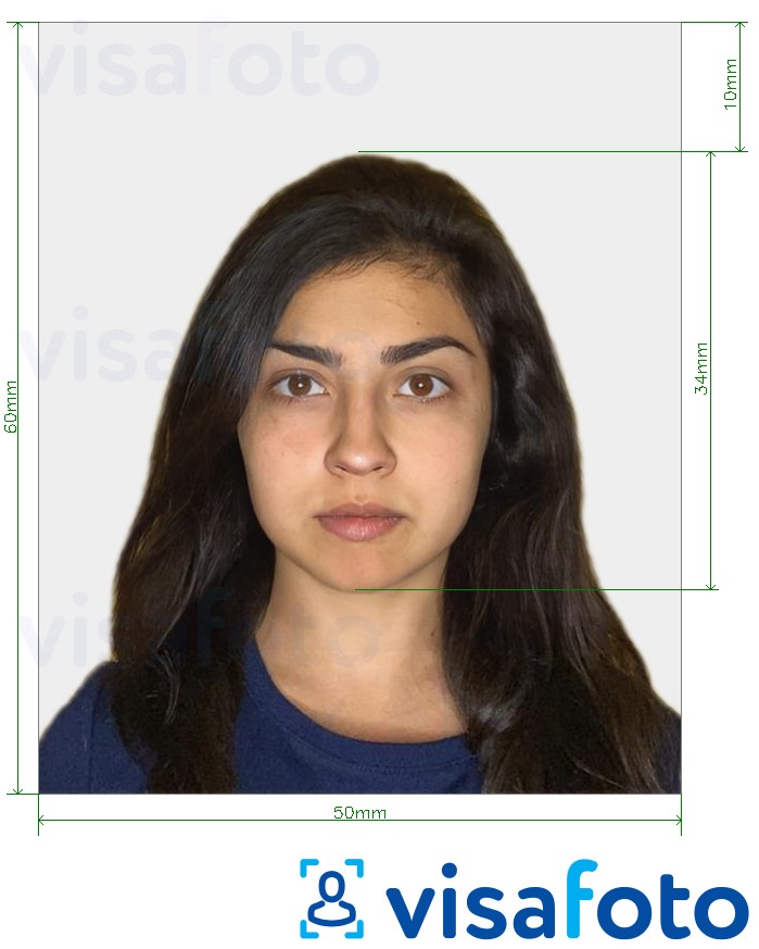 Exemplu de fotografie pentru Turcia Pașaport 50x60 mm (5x6 cm) cu aceeași dimensiune indicată