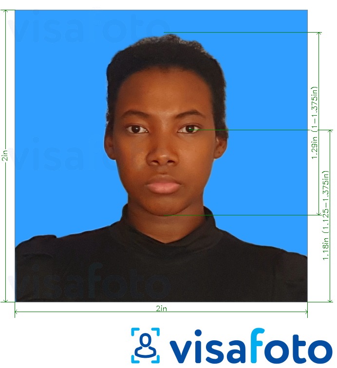 Exemplu de fotografie pentru Tanzania Azania Bank 2x2 inch fundal albastru cu aceeași dimensiune indicată