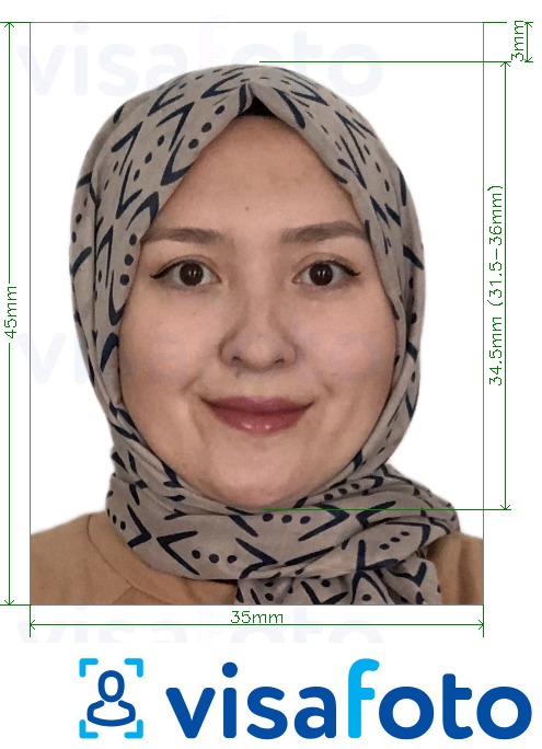 Exemplu de fotografie pentru Pașaport Uzbekistan 35x45 mm cu aceeași dimensiune indicată