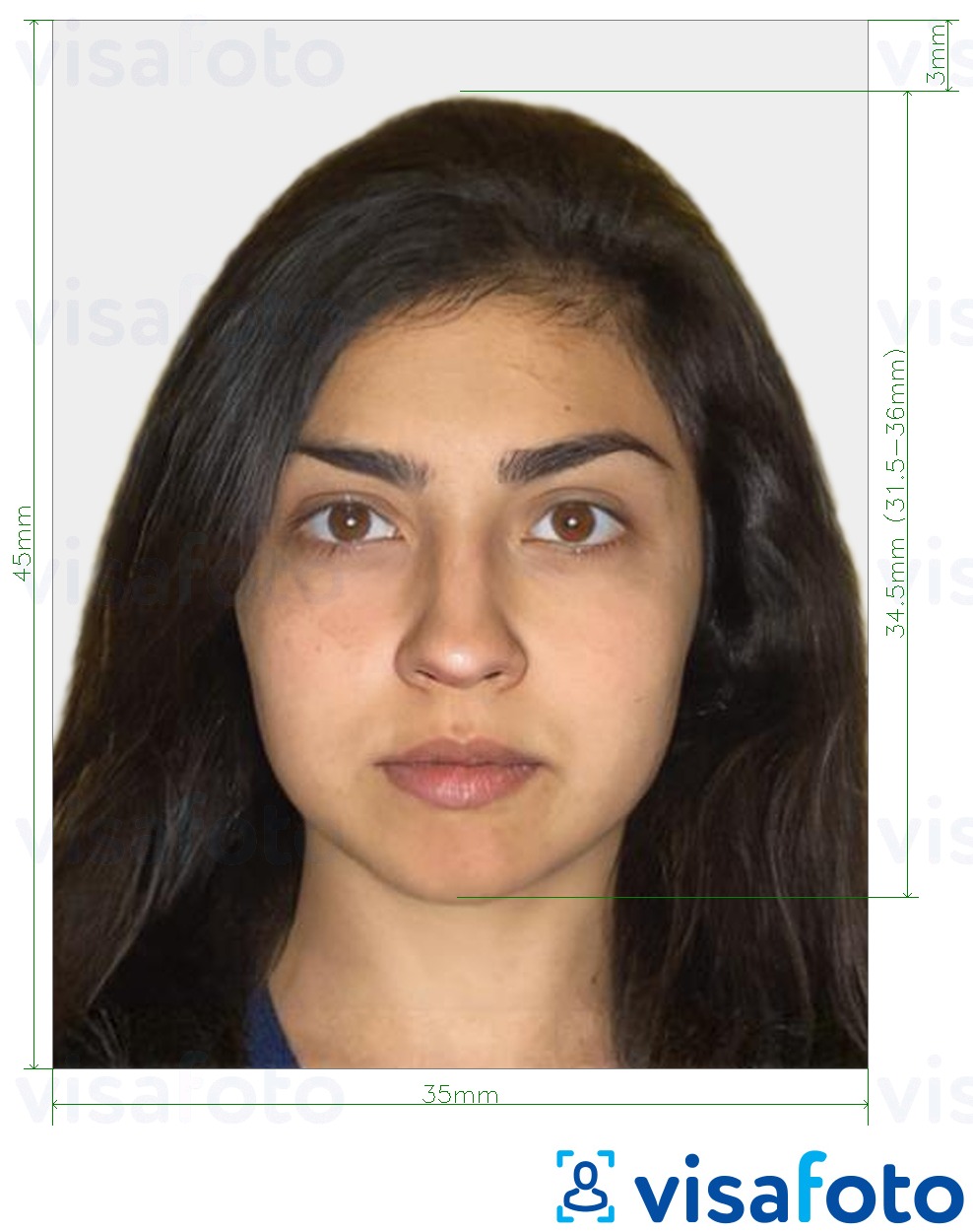 Exemplu de fotografie pentru Pașaportul de samoa 45x35 mm (4,5x3,5 cm) cu aceeași dimensiune indicată
